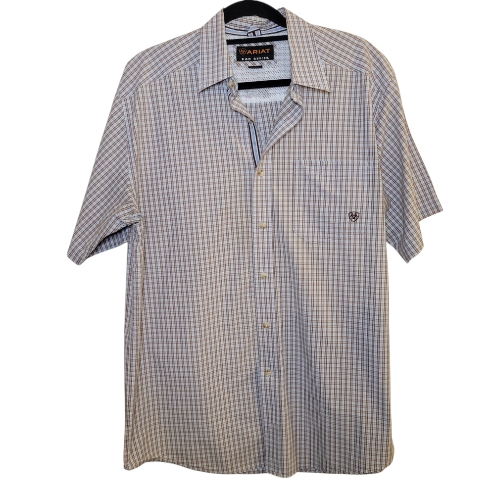 Ariat Pro Men's Checkered Short Sleeve Button Front Shirt Men's Size Large